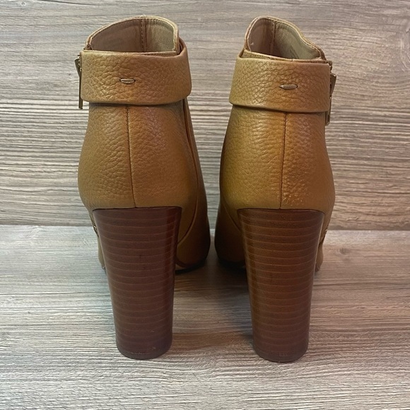 Splendid ankle brown leather open toe booties. Outside zipper stacked heel sz 10 - Picture 4 of 12